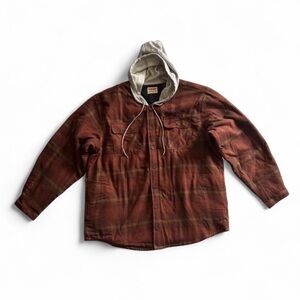 Wrangler Authentics Hooded Quilted Lined Flannel Shacket 2XL